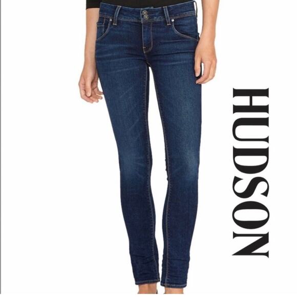 Hudson Collin flap skinny jeans 25" waist  medium wash double button W/ stretch - Picture 1 of 9